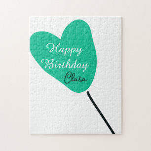 Puzzle Cœur vert joyeux anniversaire ballon blanc noir en