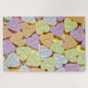Puzzle Coeurs de bonbons rose Jaune Orange Valentines