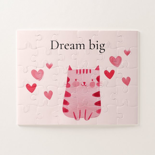 Puzzle Coeurs de chat rose pâle (Horizontal)