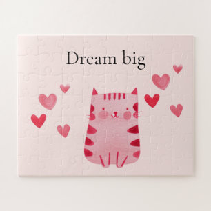 Puzzle Coeurs de chat rose pâle