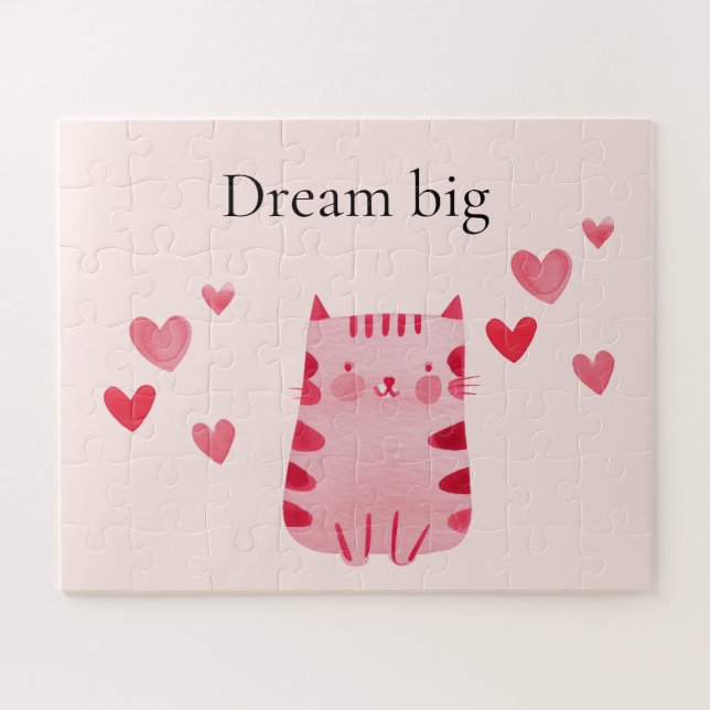 Puzzle Coeurs de chat rose pâle (Horizontal)