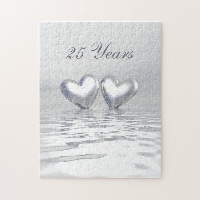 Puzzle Coeurs de l'anniversaire d'argent (Vertical)