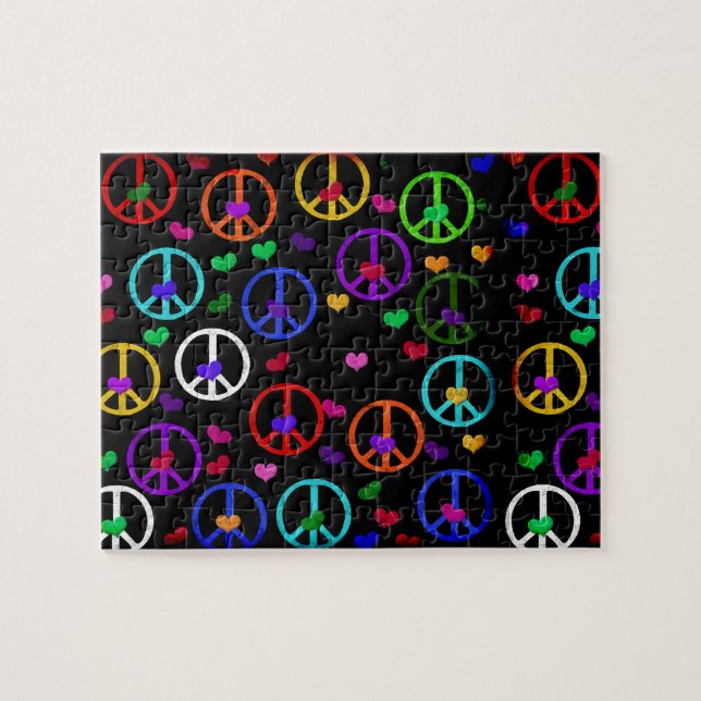 Puzzle Coeurs de paix d'arc-en-ciel (Horizontal)