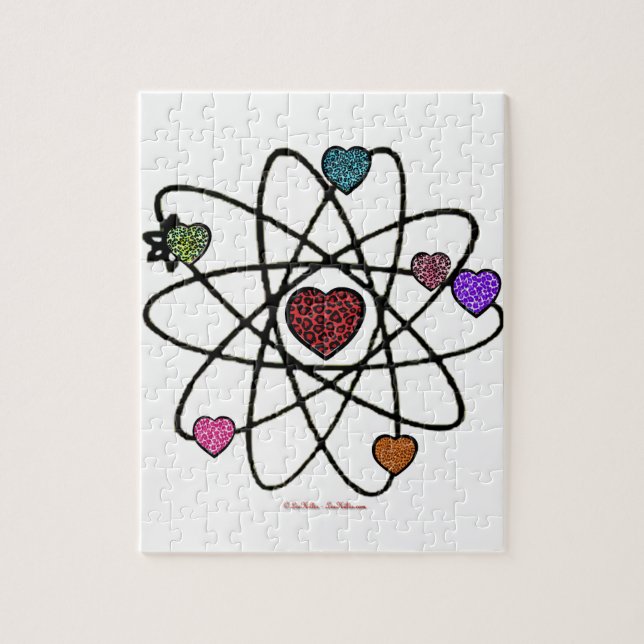 Puzzle Coeurs Empreintes de léopard de Valentine atomique (Vertical)