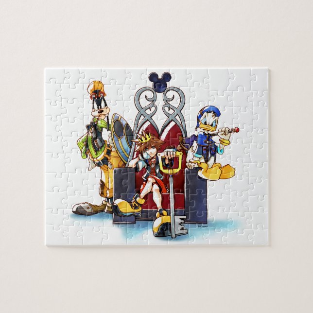 Puzzle Coeurs royaux | Sora, Donald et Goofy sur le trône (Horizontal)