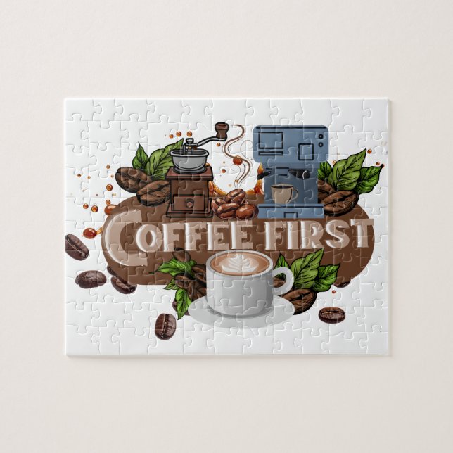 Puzzle Coffee First – Morning Motivation for True Caffein (Horizontal)