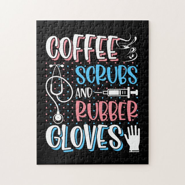 Puzzle COFFEE SCRUBS RUBBER GLOVES RN Infirmière inscrite (Vertical)