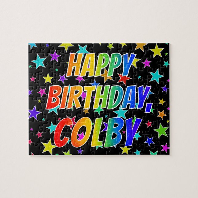 Puzzle "COLBY" Prénom, Amusant "HEUREUX ANNIVERSAIRE" (Horizontal)