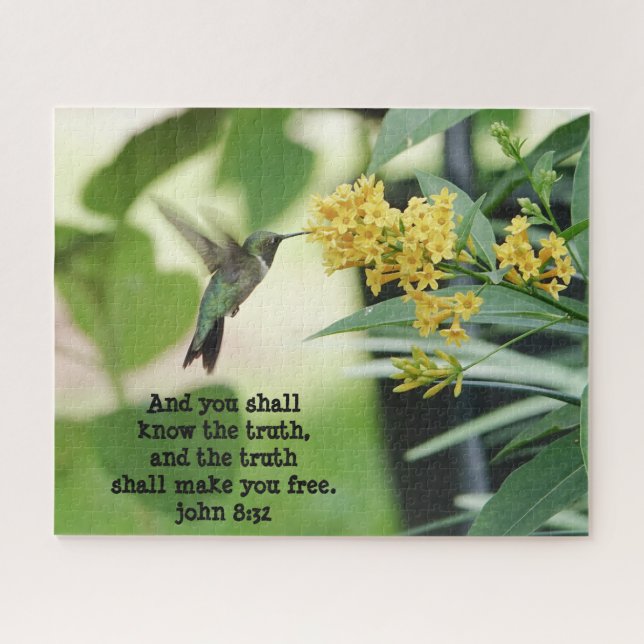 Puzzle Colibri, avec Verse (Jean 8:32) (Horizontal)