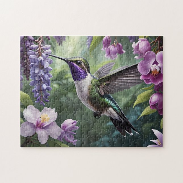 Puzzle Colibri dans le jardin fleuri (Horizontal)