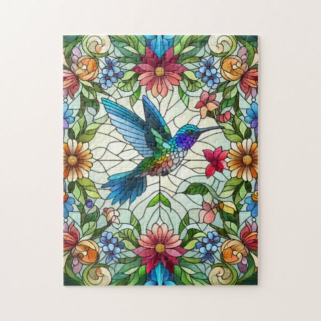 Puzzle Colibri gracieux avec effet de verre tendu (Vertical)