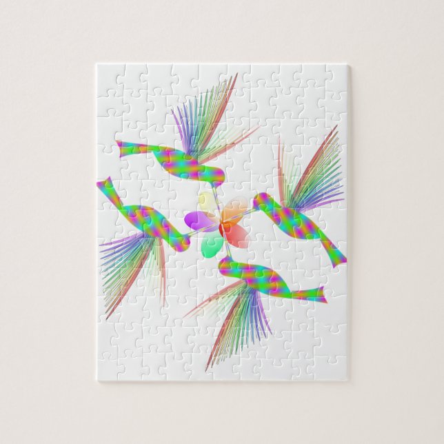 Puzzle Colibris Arc-En-Ciel Embrasser Une Fleur (Vertical)