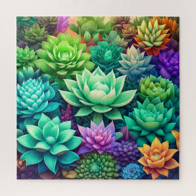 Puzzle Collage Aloe Vera et Succulents (Vertical)