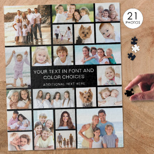 Puzzle Collage de 21 photos personnalisé noir