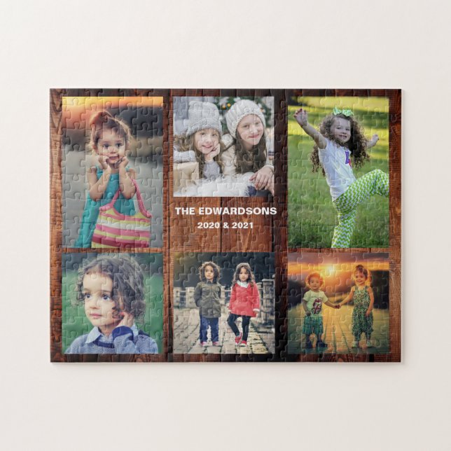 Puzzle Collage de famille 6 photos et nom de famille puz  (Horizontal)