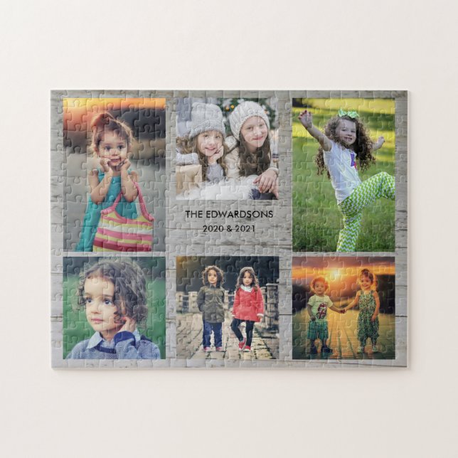 Puzzle Collage de famille 6 photos et nom de famille puz  (Horizontal)