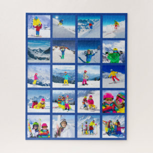 Puzzle Collage de grille de 20 photos bleu foncé
