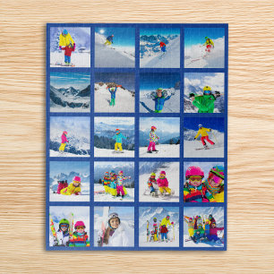Puzzle Collage de grille de 20 photos bleu foncé