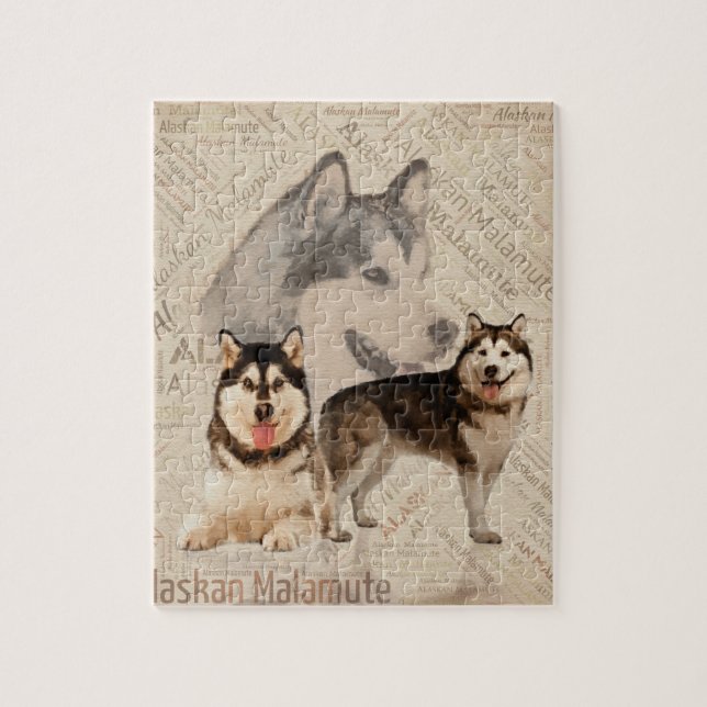 Puzzle Collage de malamute en Alaska sur Motif Word (Vertical)