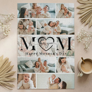 Puzzle Collage de photos de cœur pour maman, fête des mèr