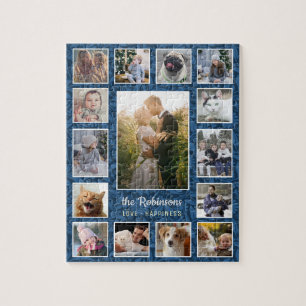 Puzzle Collage de photos de famille 15 photos Nom Floral 