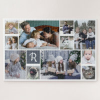 Collage de photos de famille Monogrammed White 11
