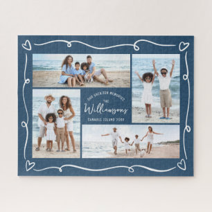 Puzzle Collage de photos de famille Navy avec coeurs dess