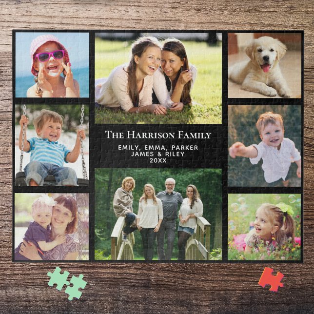 Puzzle Collage de photos de famille Noir personnalisé (Créateur téléchargé)