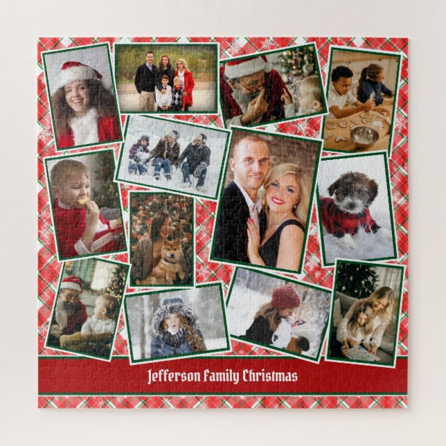 Puzzle Collage de photos de famille Rouge Vert Blanc Noël (Vertical)