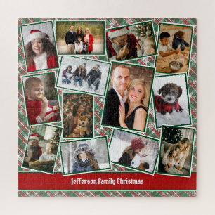Puzzle Collage de photos de famille Rouge Vert Blanc Noël
