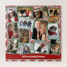 Collage de photos de famille Rouge Vert Blanc Noël