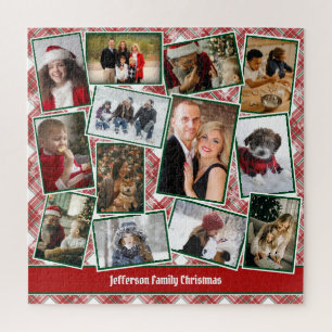 Puzzle Collage de photos de famille Rouge Vert Blanc Noël
