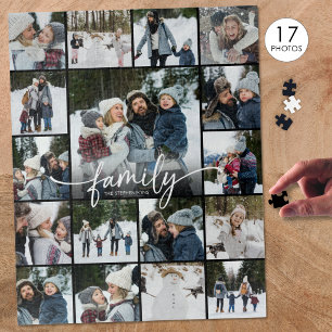 Puzzle Collage de photos de nom de famille Écriture moder