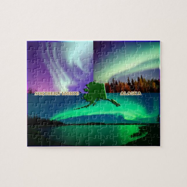 Puzzle Collage des aurores boréales de l'Alaska (Horizontal)