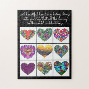 Puzzle Collage des Coeurs Peints, avec Citation