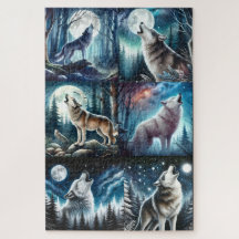 PUZZLE : Collage en 6 panneaux du Loup Hurleur