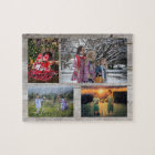 Collage familial 4 photos sur bois rustique