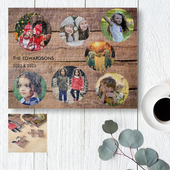 Puzzle Collage familial 7 photos nom de famille unique (Great fun ! Personalized family photo collage, family name and year, jigsaw puzzle. )