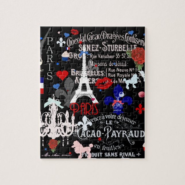 Puzzle Collage noir français moderne de Paris (Vertical)