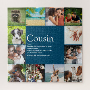Puzzle Collage Photo Bleu Fun Meilleur Cousin Ever Défini