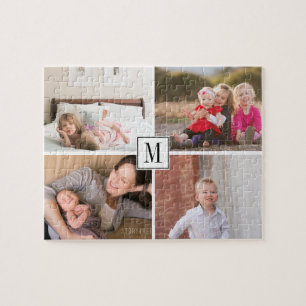 Puzzle Collage photo et monogramme quatre photos de famil