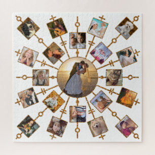 Puzzle Collage Photo Famille 21 Photos Joli Blanc Or