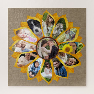 Puzzle Collage photo famille Sunflower Burlap 13 Photos F