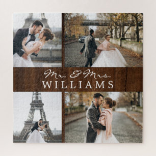 Puzzle Collage photo moderne Nouveaux mariés Monogramme B