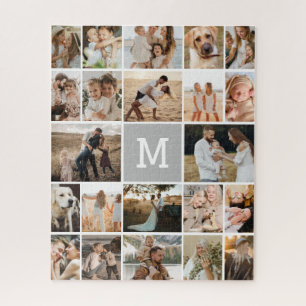Puzzle Collage photo Monogramme Gris Moderne 22