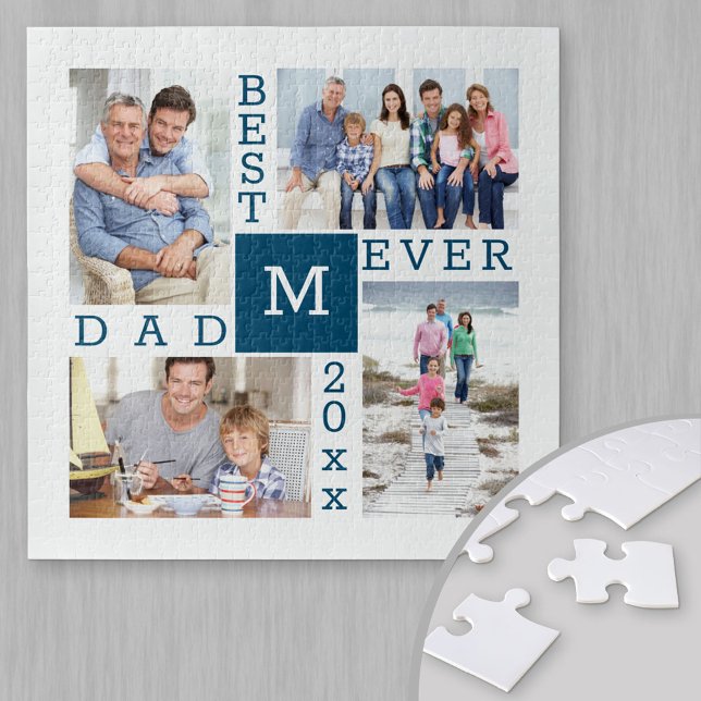 Puzzle Collage photo personnalisé 4 Meilleur papa jamais (Créateur téléchargé)