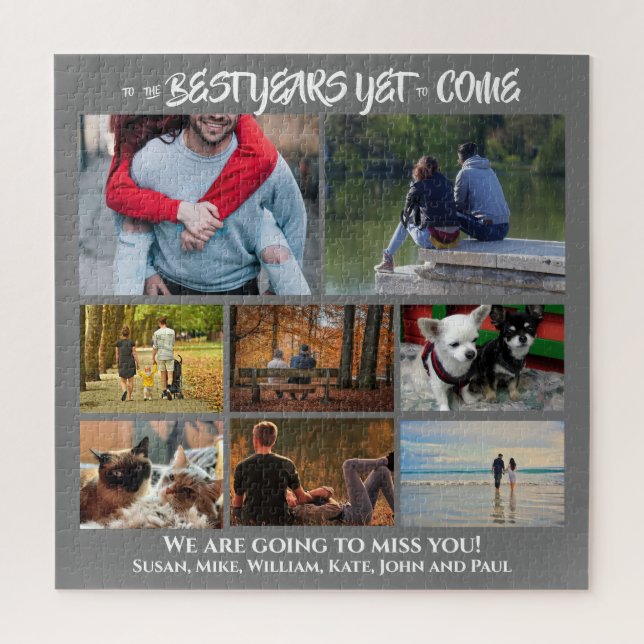 Puzzle Collage photo personnalisé | 8 gris charbon (Vertical)