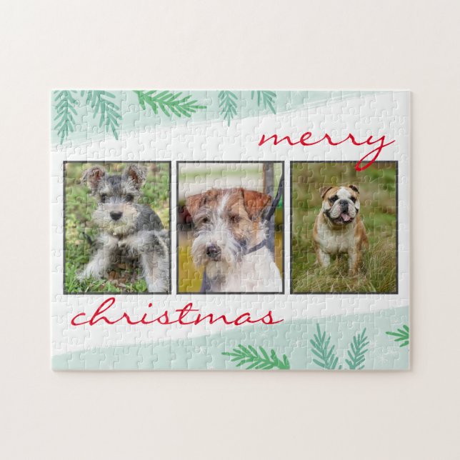 Puzzle Collage photo pour animaux de compagnie Joyeux Noë (Horizontal)