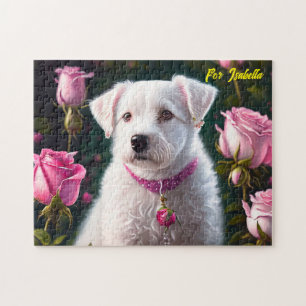 Puzzle Collection Petit Chien Et Rose