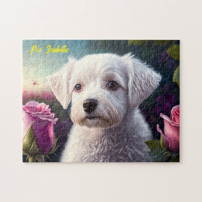 Puzzle Collection rose Et Chien Sucré (Horizontal)
